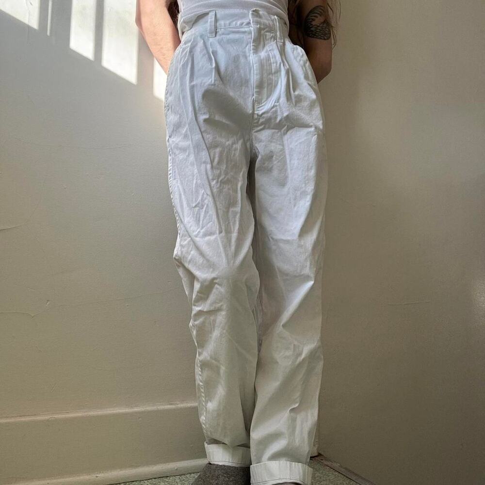 GAP Pleated Tapered Off White Trouser Pants 00 Masculine